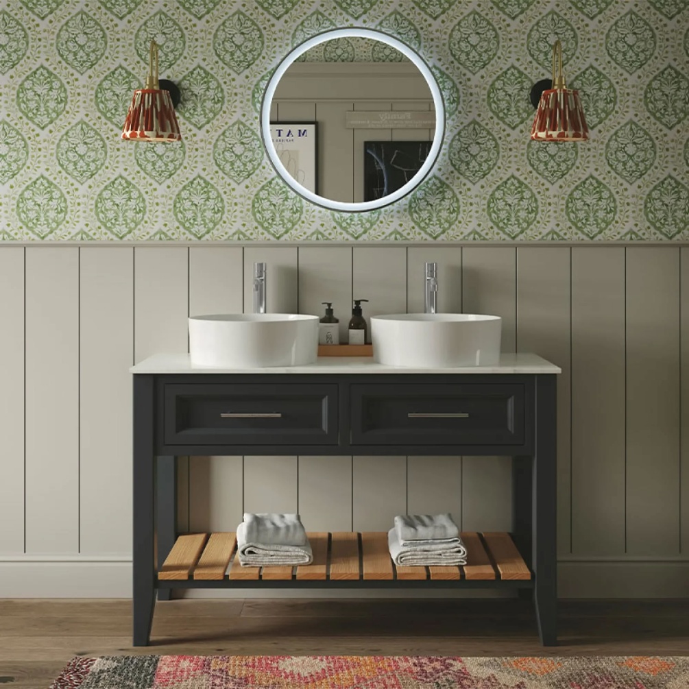 Heritage Broughton Graphite 1200mm Double Washstand & Worktop - Lifestyle